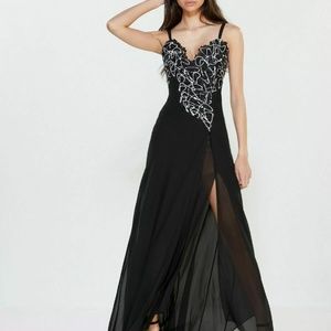 VERSACE COLLECTION GOWN EMBROIDERED BODICE CHIFFON DRESS $1,705 sz 40 4